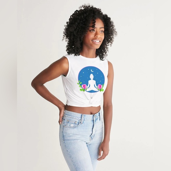 Space Odyssey Cropped Twist Front Tank Yoga Bitch NWT - Picture 8 of 10